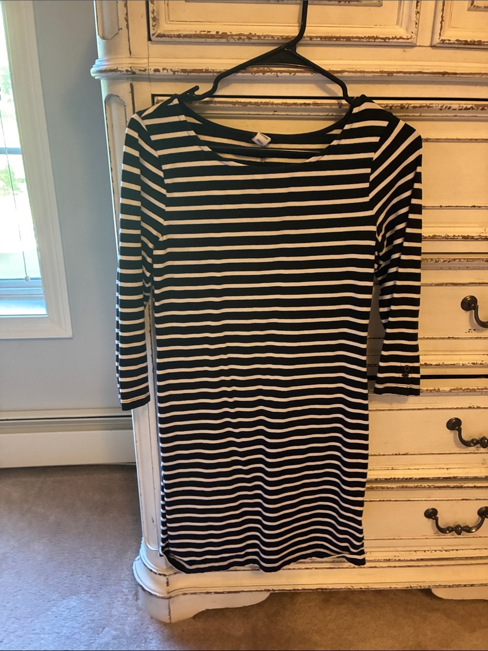 Old Navy Black and White Striped Long Sleeve Dress